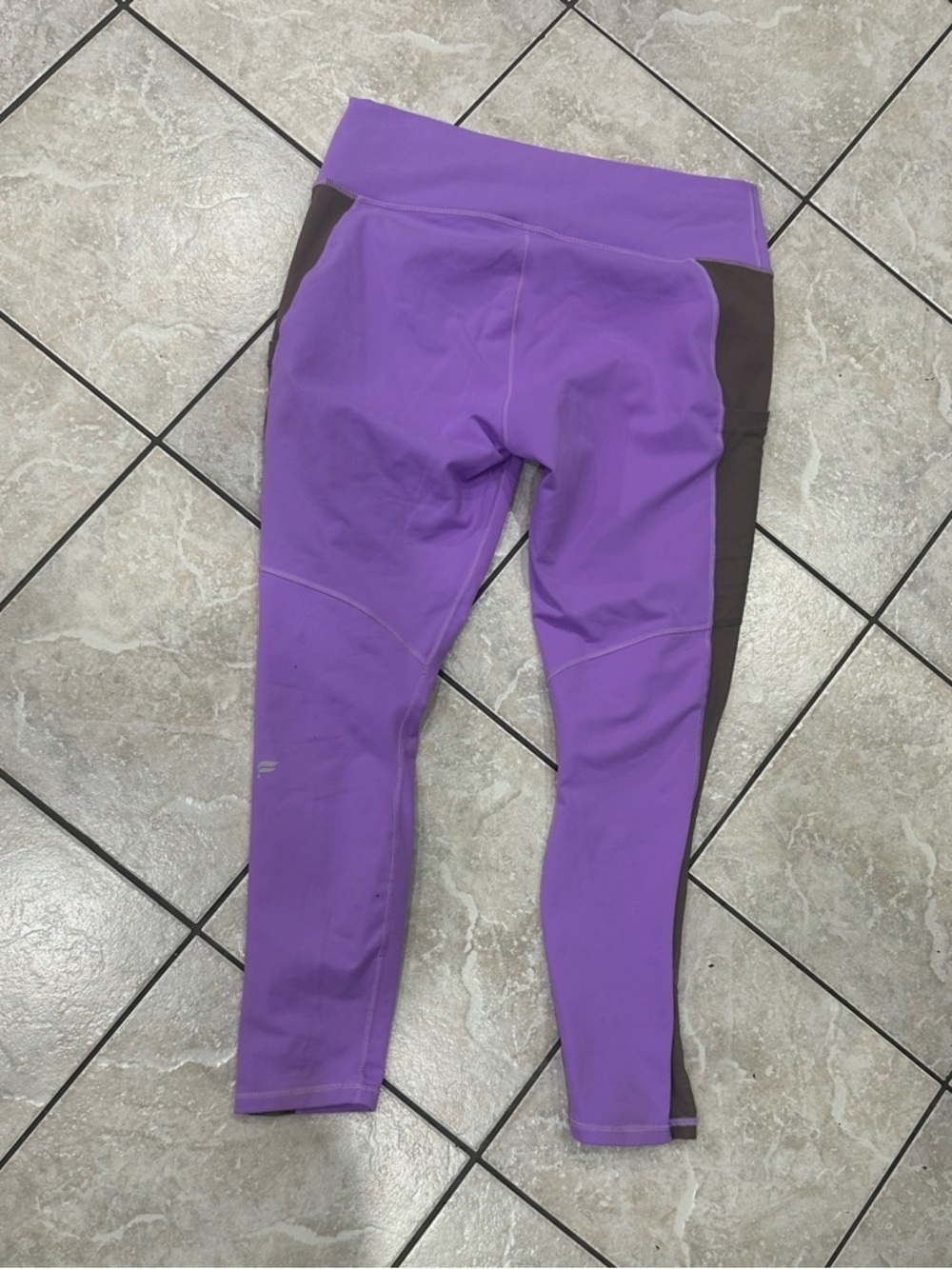 Fabletics Purple Athletic Leggings with Brown Side Panels - Picture 2 of 5
